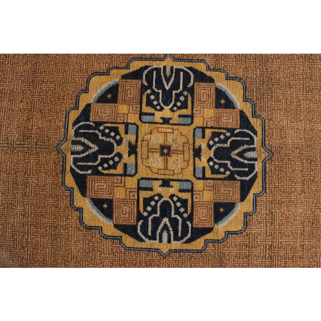 Rug & Kilim Rug & Kilim’s Classic Kangxia Style Rug in Brown and Blue Medallion Pattern For Sale - Image 4 of 5