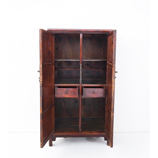 Wood Classic Square-Corner Catalpa Armoire For Sale - Image 7 of 9