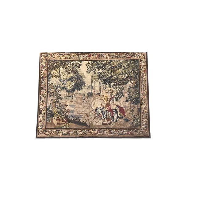 Antique 19th Century Silk & Wool French Tapestry For Sale - Image 13 of 13