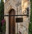 Metal Vintage Wrought Iron Twisted Barber Pole Style Hanging Sign Holder For Sale - Image 7 of 11