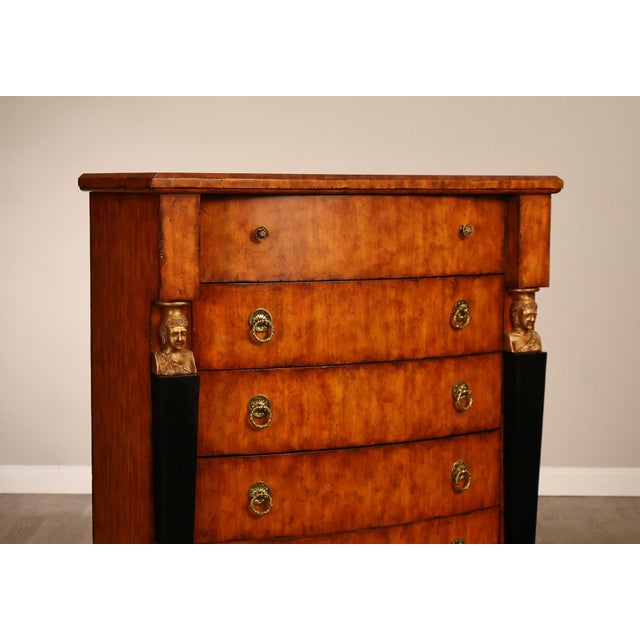 Wood Lineage Home Furnishings Empire Style Tall Chest Of Drawers For Sale - Image 7 of 18