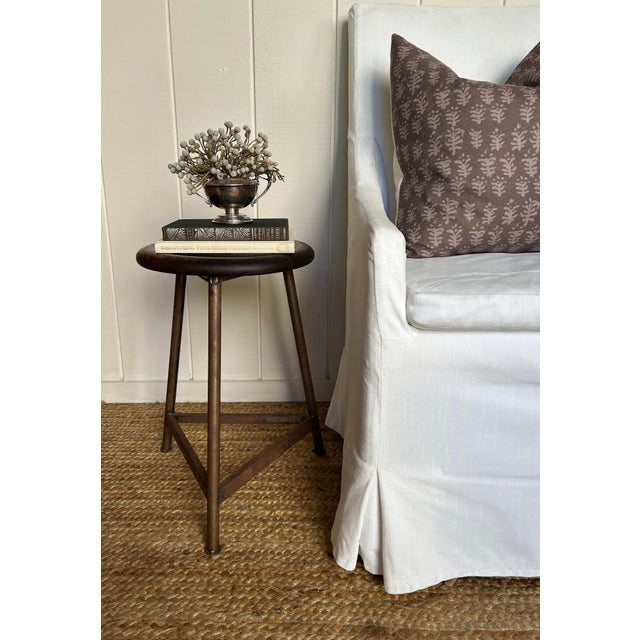 1920s 1920s Vintage Industrial Metal and Wood Stool For Sale - Image 5 of 7