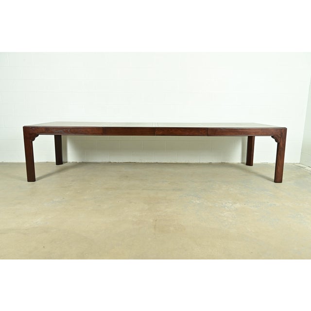 Mid-Century Modern Henredon Mid-Century Hollywood Regency Chinoiserie Oak Extension Dining Table, Newly Refinished For Sale - Image 3 of 16