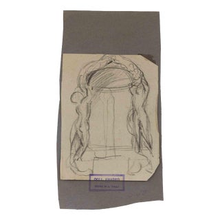 Luigi Galli, Nude, Composition, Late 19th Century, Pencil on Paper For Sale