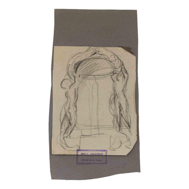 Luigi Galli, Nude, Composition, Late 19th Century, Pencil on Paper For Sale