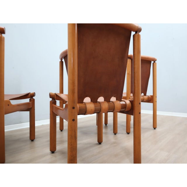 Vintage Walnut and Leather Chairs by Ilmari Tapiovaara for La Permanente, 1960s, Set of 4 For Sale - Image 14 of 18
