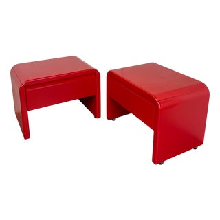 Vintage Red Nightstands, 1980s, Set of 2 For Sale