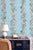 Mahjong Floral Stripe Grasscloth Wallpaper by House Party | Bam Blue | 6 Yards For Sale In Charlotte - Image 6 of 11
