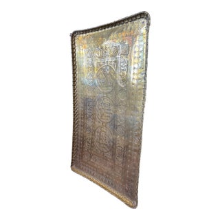 1960s Extra Large Rectangular Brass Tray, Table Top or Wall Hanging For Sale