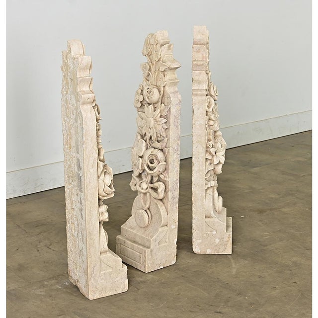 French 19th Century Set of 3 Hand-carved Marble Corbels For Sale In Baton Rouge - Image 6 of 9