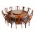 Vintage Burmese Rosewood Mid-Century Chinese Round Dining Table & 10 Chairs Set With Lazy Susan For Sale