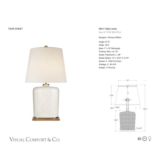 Thomas O'Brien by Visual Comfort Signature Mimi Table Lamp in Tea Stain with Linen Shade Designer: Thomas O'Brien Height:...