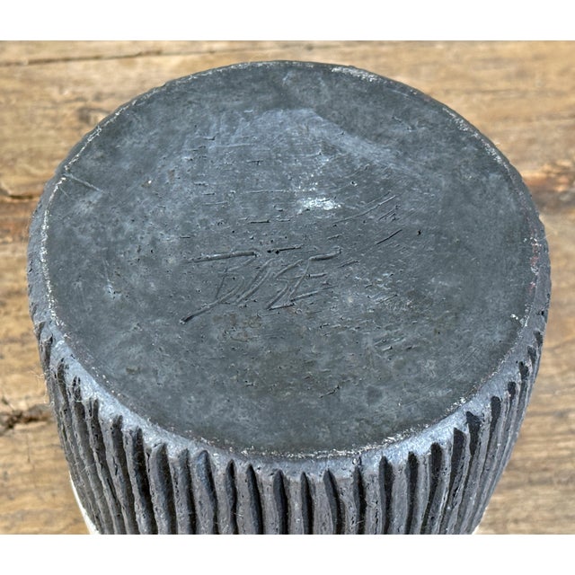 Ceramic Vintage Studio Ceramic Raku Lidded Jar W/ Black and White Crackle Glaze by Mike Bose For Sale - Image 7 of 8