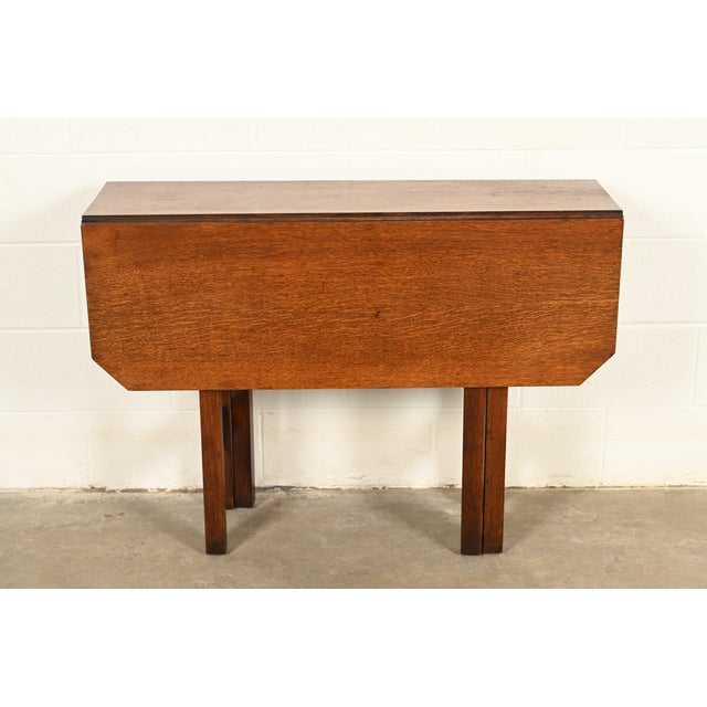 Brown Gustav Stickley Mission Oak Arts & Crafts Drop Leaf Dining Table, Circa 1912 For Sale - Image 8 of 15