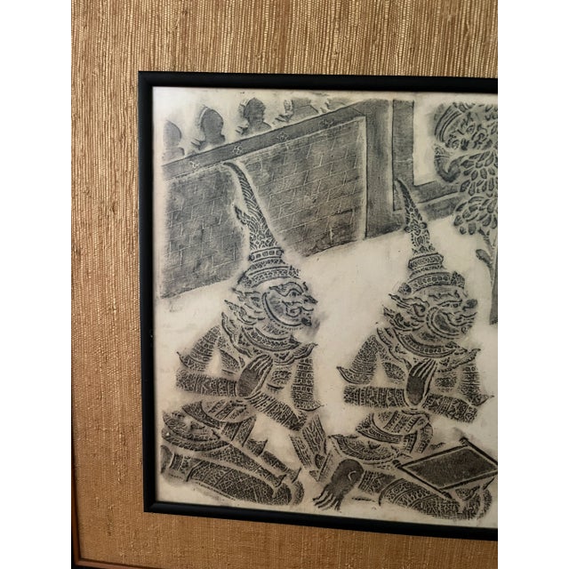 A stunning set of framed Thai temple rubbings with raffia matting from the 1950’s. This was purchased from a fabulous...