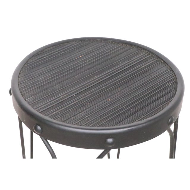 Wood Vintage Counter Height Ice Cream Parlor Style Wrought Iron Stool For Sale - Image 7 of 8