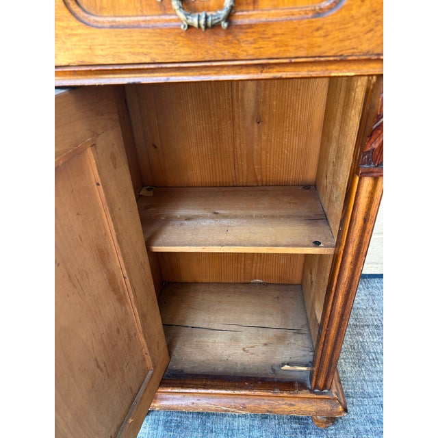 Late 19th Century Antique Walnut Nightstand / Bedside Cabinet Featuring a Dark Marble Top and a Single Drawer Above a Cabinet Door For Sale - Image 5 of 9