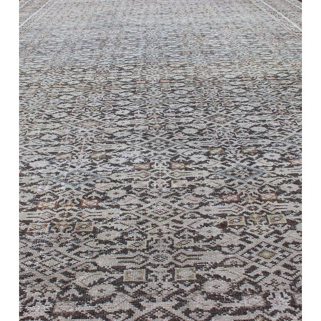 Wide Gallery Rug Persian Malayer With Geometric Design Charcoal & Citron Green 8'2 X 14'0 For Sale - Image 9 of 14