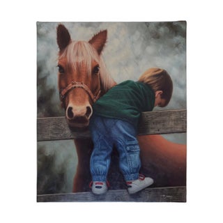 Late 20th Century Signed P. Jones - Child With Pony, Oil on Canvas For Sale
