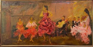 Dance Scene, 20th Century, Oil Painting on Canvas