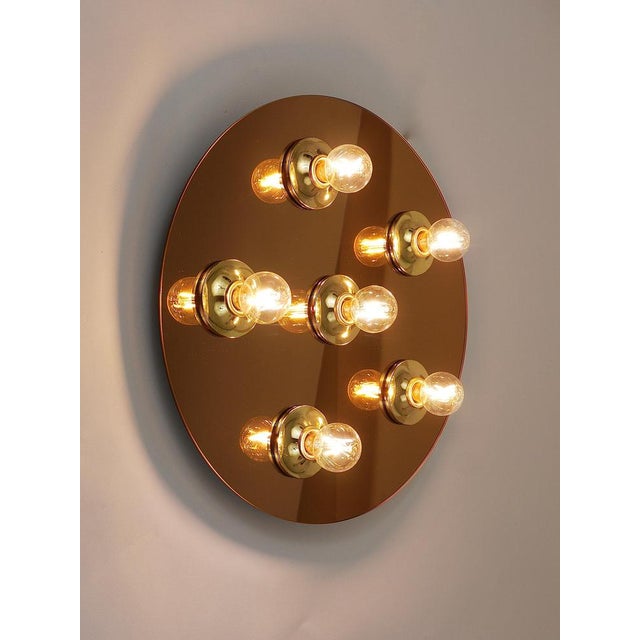 Italian Fontana Arte Style Gold Bronze Sconce in Mirrored Glass, 1970s For Sale - Image 18 of 18