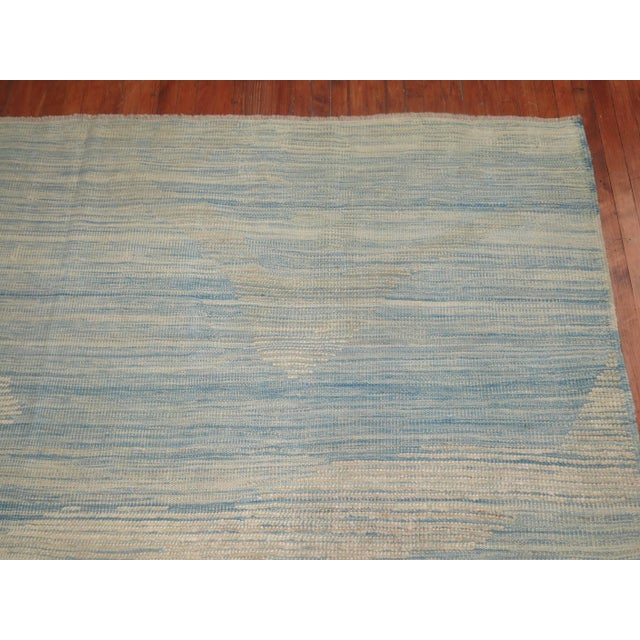 Contemporary Early 21st Century Blue Turkish Kilim Flat-Weave Wool Rug - 9'10" x 13'11" For Sale - Image 3 of 6