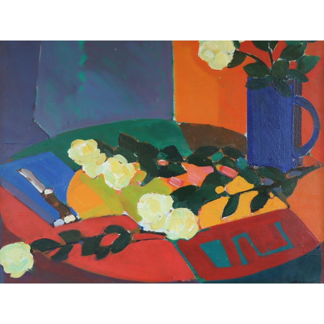 Mid-Century Modern 'White Roses' Vintage Original Swedish Still Life Oil Painting by Swedish Artist Eric Elfvén (1921–2008), Framed For Sale - Image 11 of 12