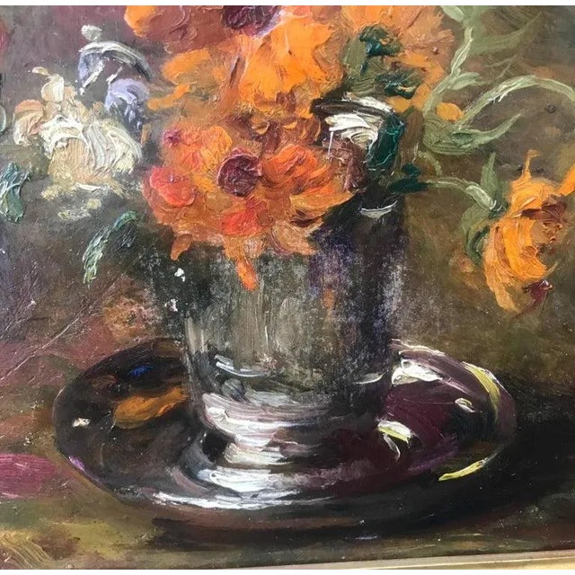 Impressionist Impressionist Oil Painting on Canvas by Auguste Boulard "Vase De Fleurs", Circa 1900 For Sale - Image 3 of 11