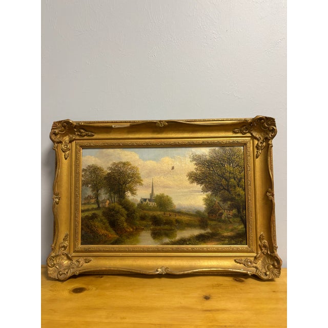A fine framed oil on canvas, circa 1880, by English artist Charles Leaver, entitled “Autumn” Demford Northamptonshire....