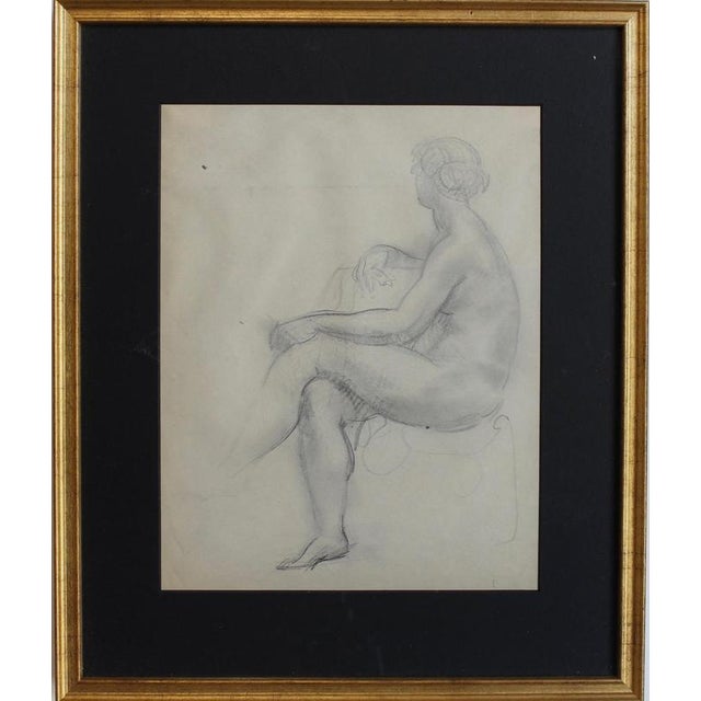 Guillaume Dulac, Portrait of Seated Nude, 1920s, Pencil on Paper For Sale - Image 9 of 9