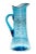 Late 19th C/early 20th C brilliant translucent aqua blue hand blown glass pitcher w/ applied handle. Gilt rim & accents...
