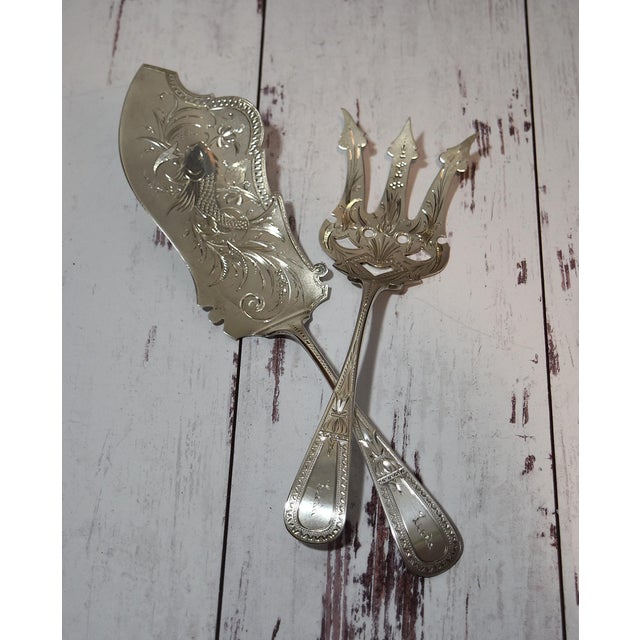 Beautiful Antique Sterling Silver Fish Server & Fork Set Bailey Banks and Biddle Very fancy fish set. Solid sterling...