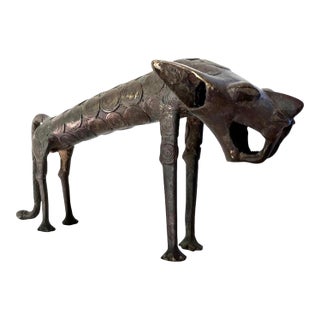 Late 20th Century African Benin Leopard Sculpture For Sale