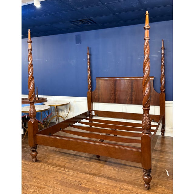 Brown Traditional King Size Mahogany Plantation Poster Bed by Leighton Hall - Showroom Sample For Sale - Image 8 of 16