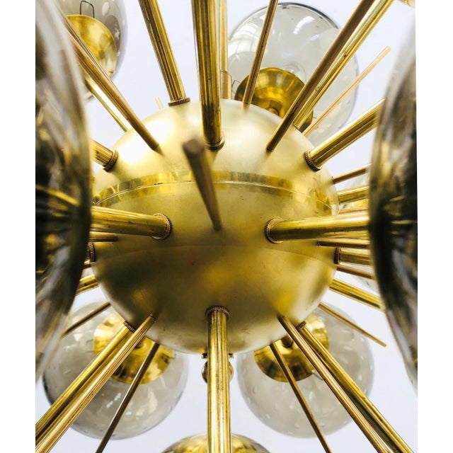 Metal 21st Century Ventiquattro Natural Brass Smoky Bubbles Murano Sputnik Chandelier by Fabio LTD For Sale - Image 7 of 7