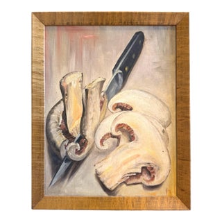 Mid Century Mushroom Still Life Oil Painting For Sale