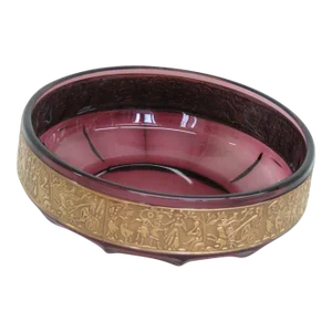 Moser Art Nouveau Amethyst With Gilded Gold Cameo Freize Bowl