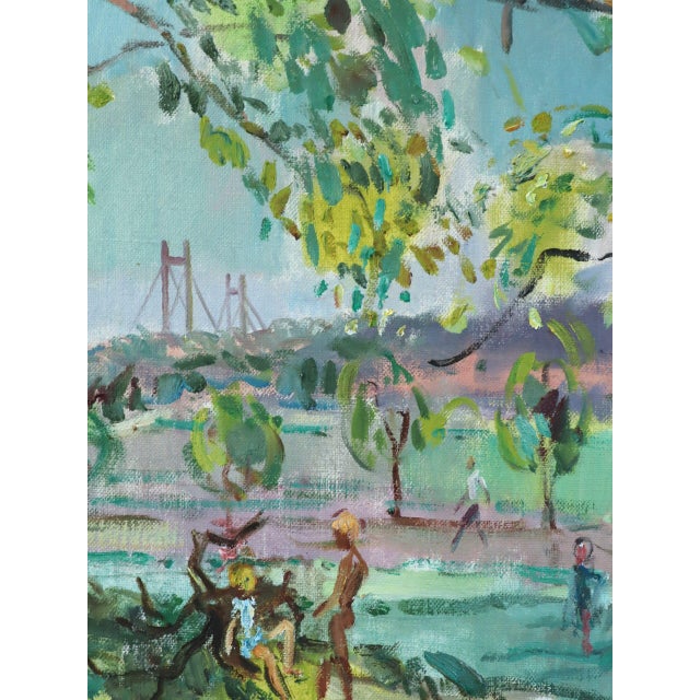 Mid-Century Modern 'Canopy of Light' Vintage Swedish Expressive Original Landscape Oil Painting, Framed For Sale - Image 9 of 11