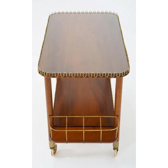 Modern Swedish Bar Cart in Mahogany and Brass, 1950s For Sale - Image 4 of 8