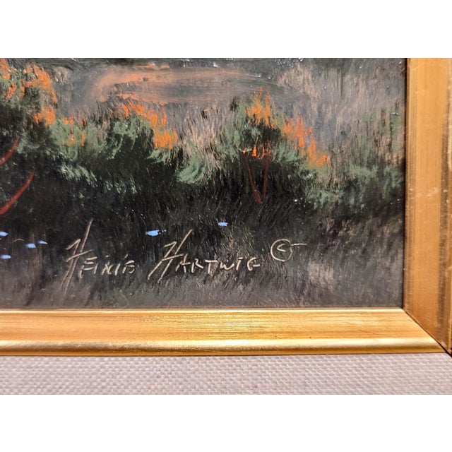 Blue Heinie Hartwig -Indian Camp W/Teepees in the Rocky Mountains-Oil Painting For Sale - Image 8 of 10