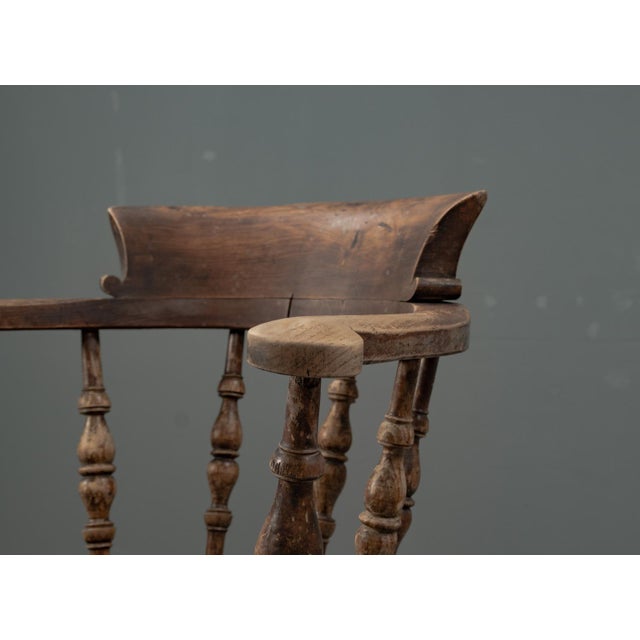 Antique English Elm Wood Captains Chair, 1890s For Sale - Image 18 of 18