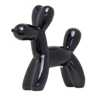 Interior Illusions Plus Black Mini Ceramic Dog Piggy Bank - 7.5" tall For Sale