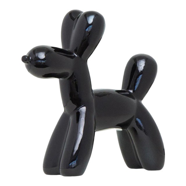 Interior Illusions Plus Black Mini Ceramic Dog Piggy Bank - 7.5" tall For Sale