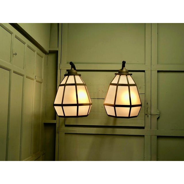 HUGE Pair of Brass Octagonal Wall Lanterns These are enormous Octagonal Pyramid Wall Lanterns they are painted in gold so...
