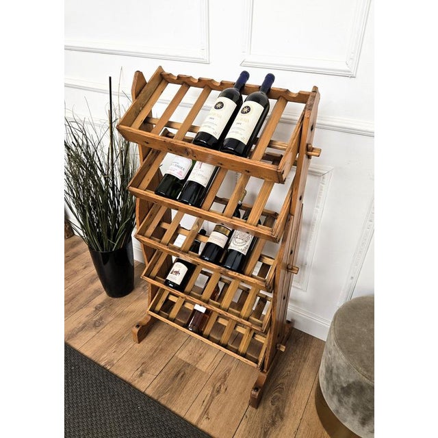 Mid-Century Italian Wooden 30 Bottles Wine Rack, 1960s For Sale - Image 4 of 10