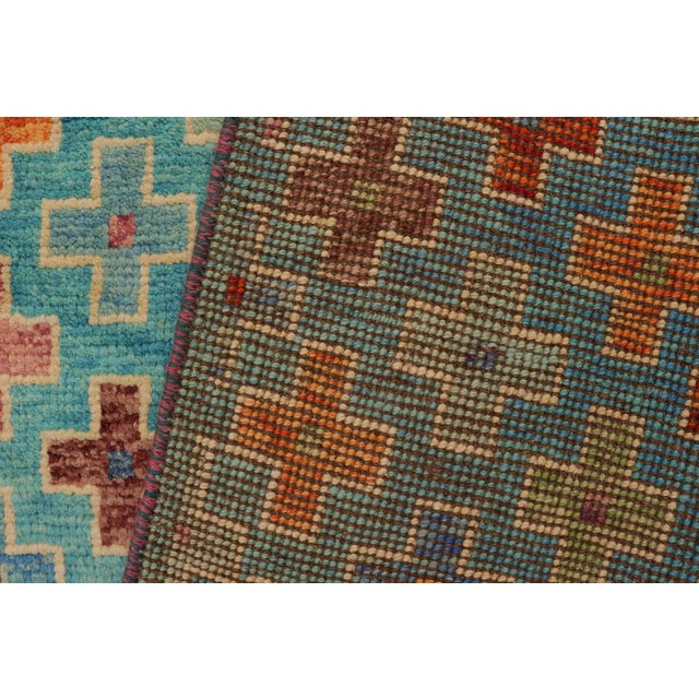 Boho Chic Balochi Blue/Rust Wool Rug - 3'4''x4'11'' For Sale - Image 9 of 11