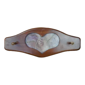 Late 20th Century Pine Heart Shaped Stained Glass Hall Tree