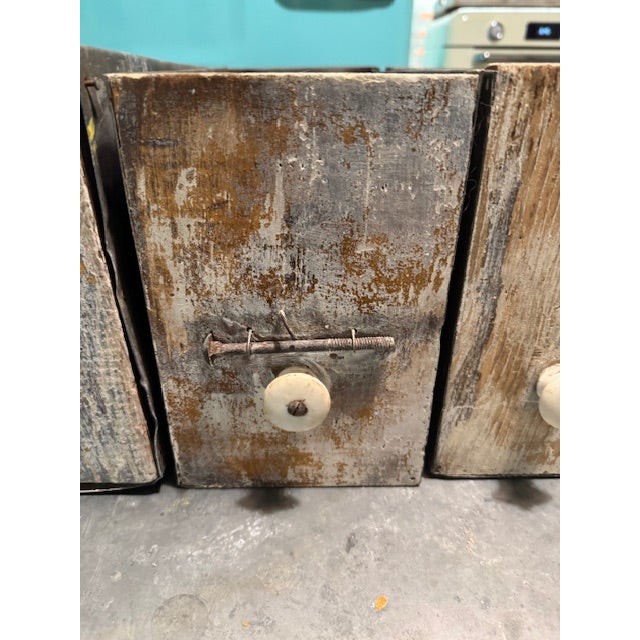 Metal Trio of Rustic Storage Boxes For Sale - Image 7 of 8