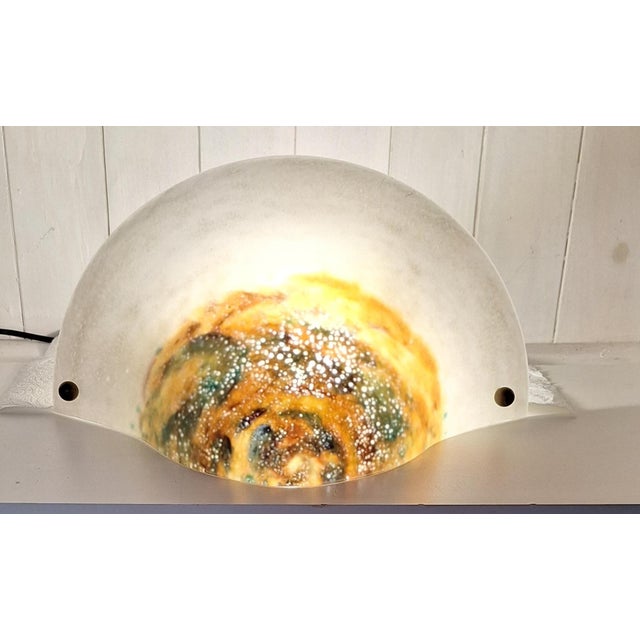 1950s French Wall Lamp with Colored Glass Shade on a Brass Bracket, 1950s For Sale - Image 5 of 8