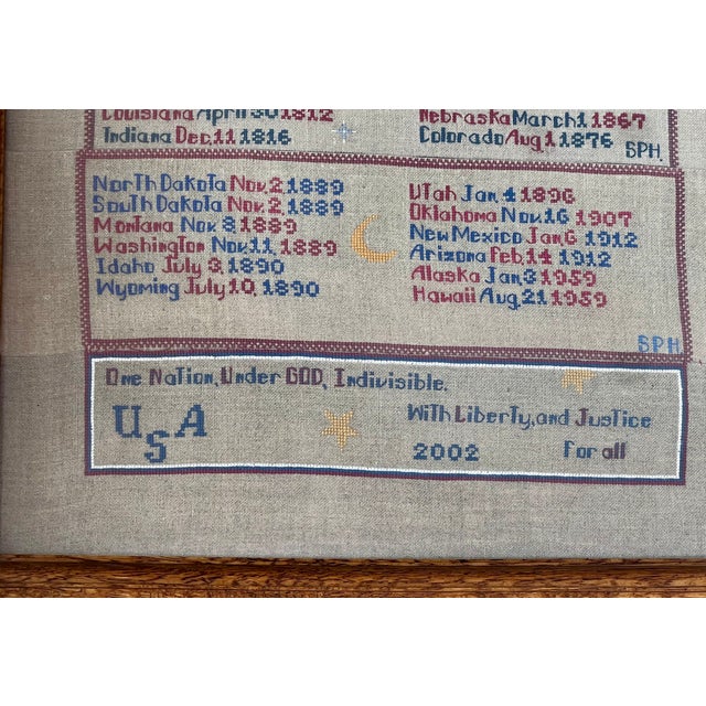 Textile Vintage Framed Cross-Stitch 1776 Sampler For Sale - Image 7 of 8